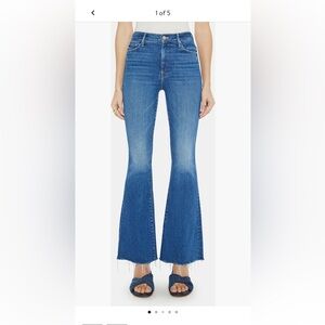 MOTHER The Weekender Fray Dark Blue Flare Jeans